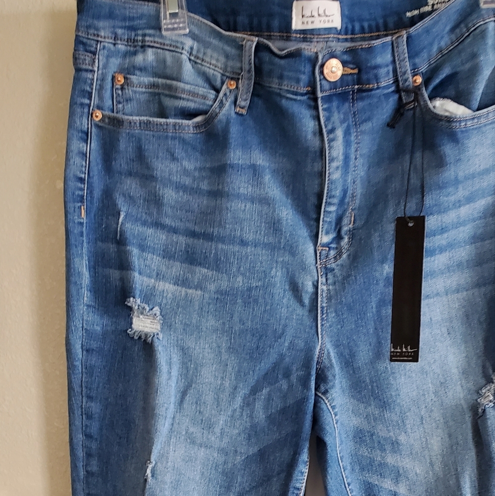 Nicole Miller distressed Soho high rise ankle skinny jeans